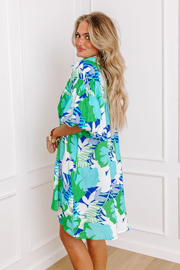 Impressions Tropical Vacay Button Down Mini Dress