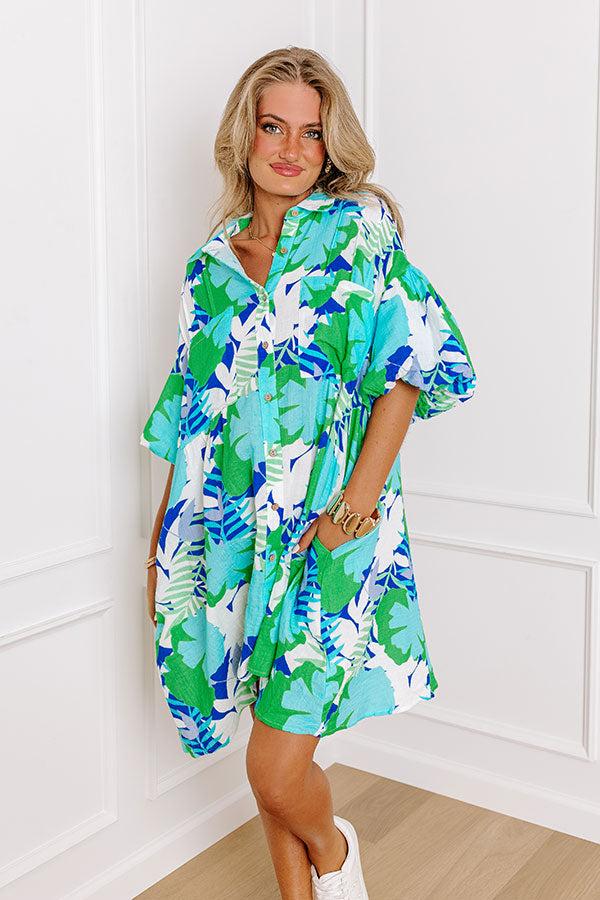 Impressions Tropical Vacay Button Down Mini Dress