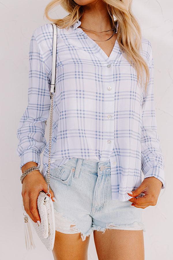 Impressions True Intention Button Up Top In Blue