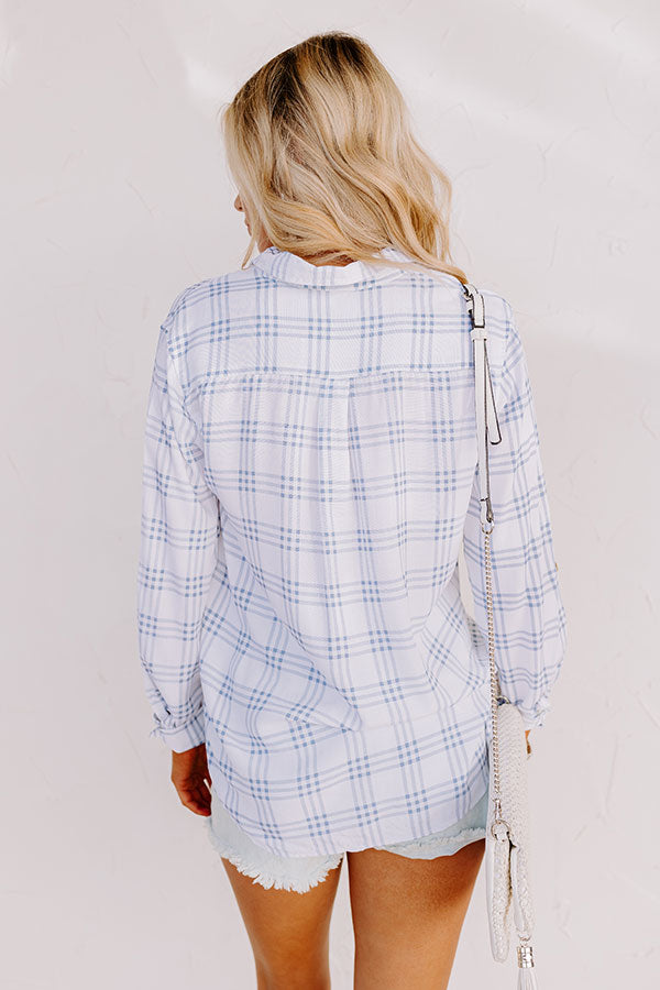 Impressions True Intention Button Up Top In Blue