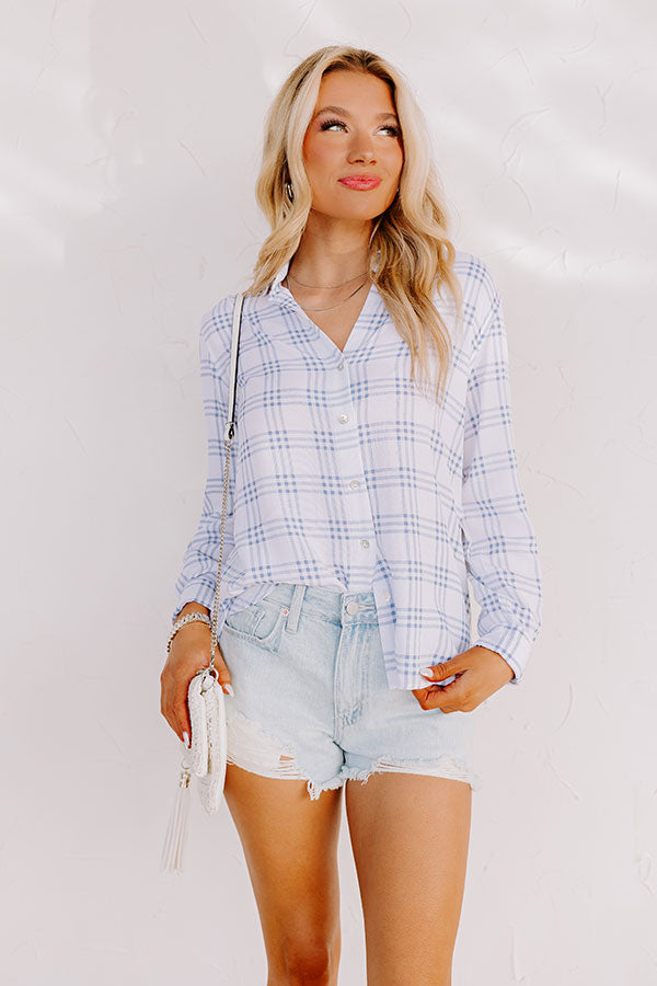 Impressions True Intention Button Up Top In Blue