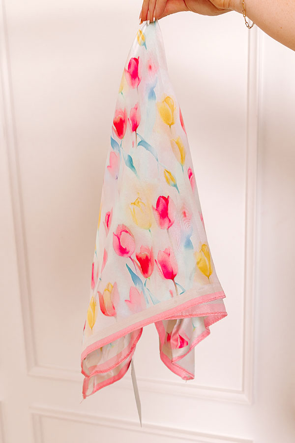 Impressions Tulip Fields Satin Scarf In Pink