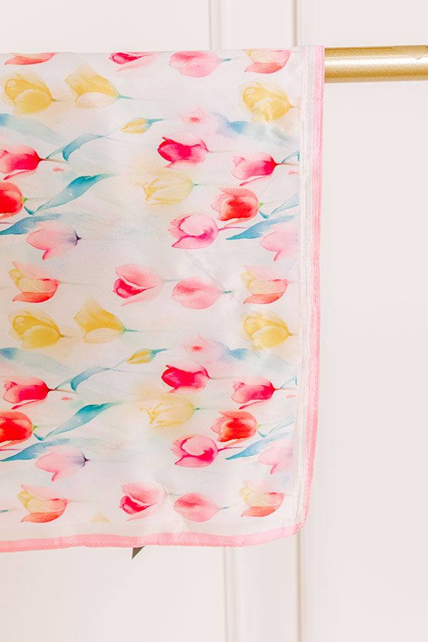 Impressions Tulip Fields Satin Scarf in Pink