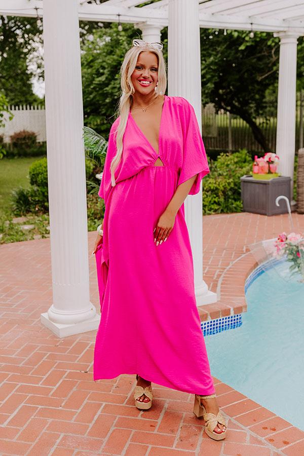 Impressions Tulum Vacay Maxi Dress in Fuchsia