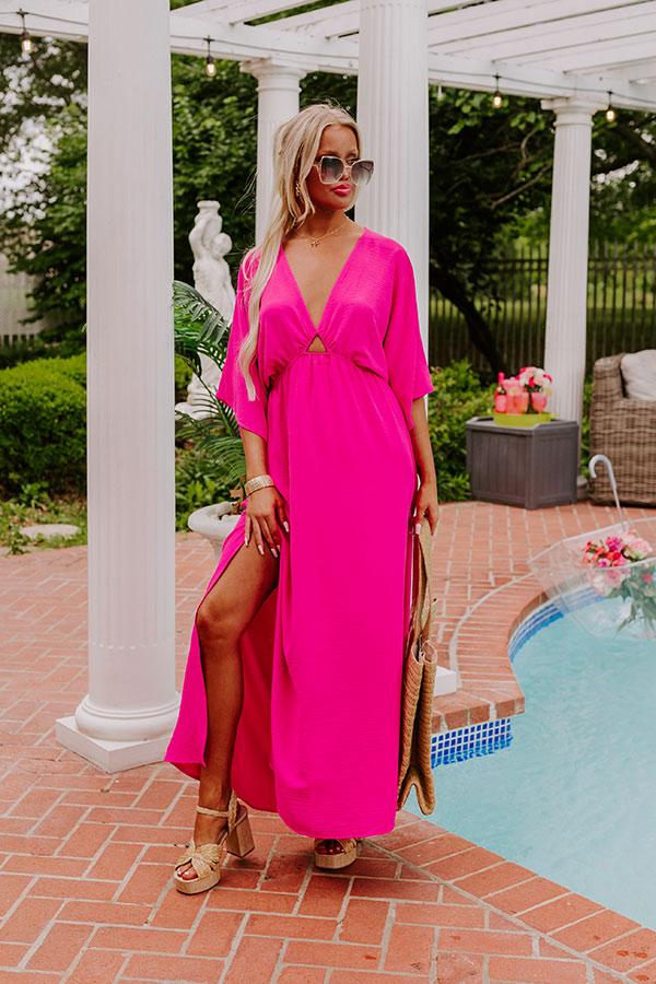 Impressions Tulum Vacay Maxi Dress In Fuchsia