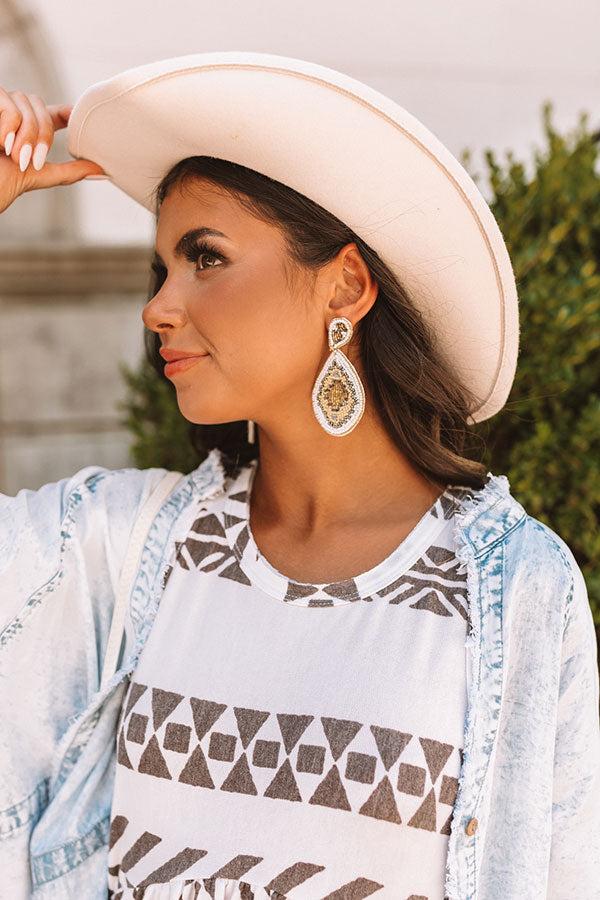 Impressions Tuscan Trail Beaded Earrings In White