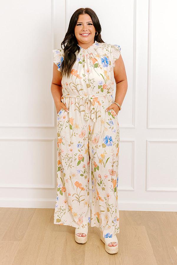 Impressions Tuscany Villa Floral Jumpsuit Curves