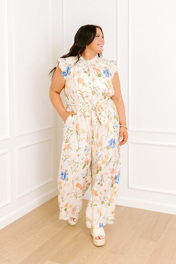 Impressions Tuscany Villa Floral Jumpsuit Curves