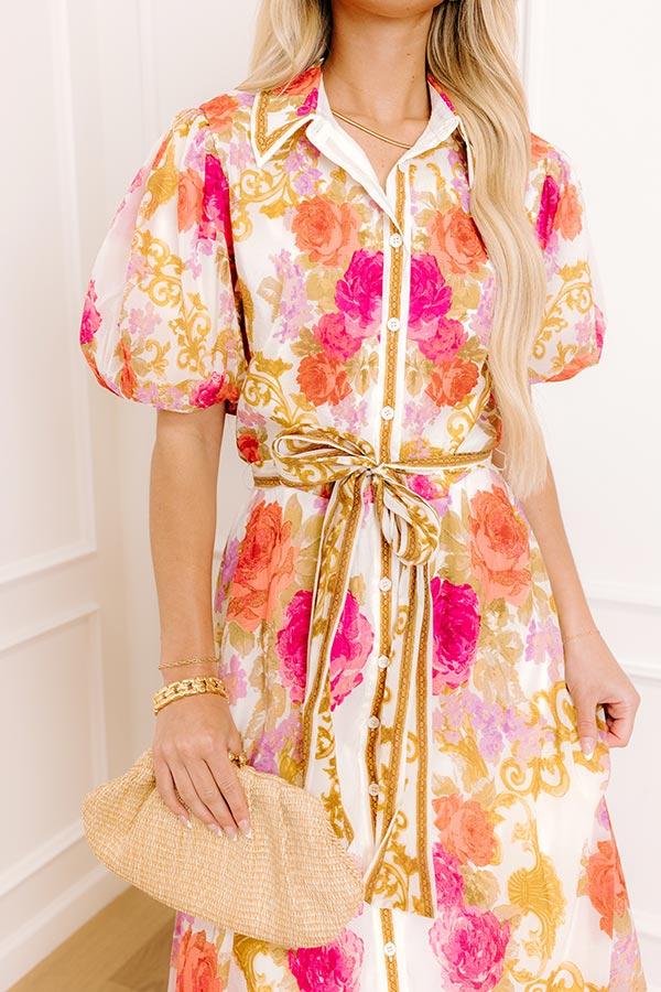 Impressions Twilight Trellis Floral Midi Dress