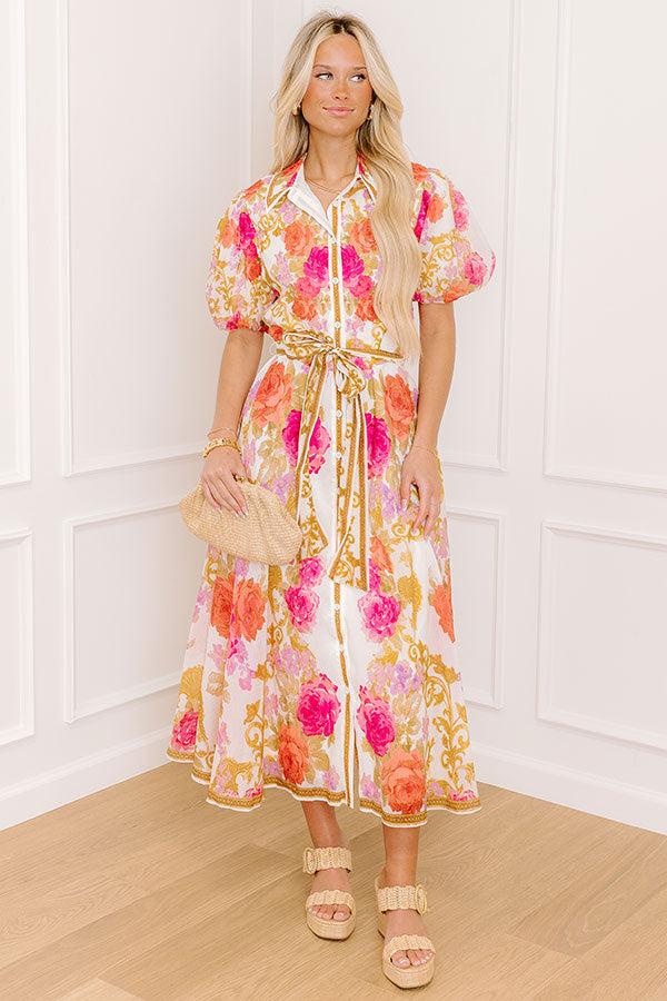 Impressions Twilight Trellis Floral Midi Dress