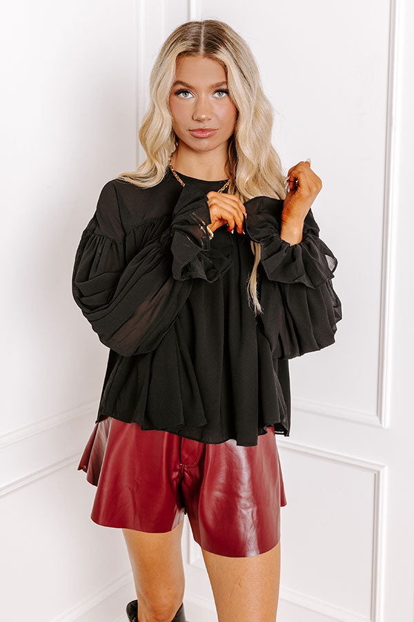 Impressions Uptown Allure Chiffon Top In Black
