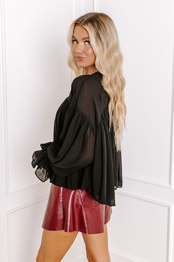 Impressions Uptown Allure Chiffon Top In Black
