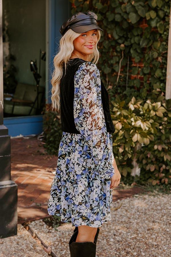 Impressions Uptown Cafe Floral Mini Dress In Black