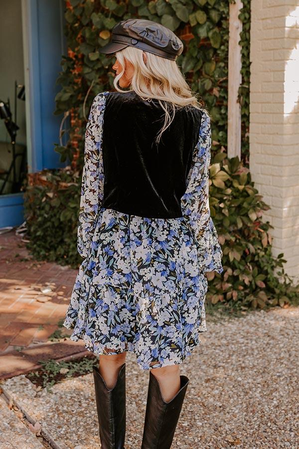 Impressions Uptown Cafe Floral Mini Dress In Black