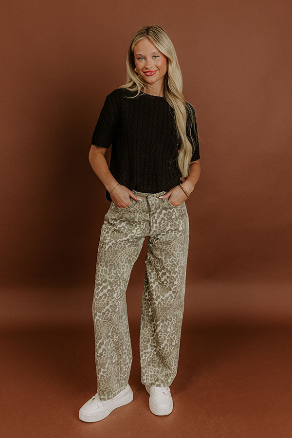 Impressions Uptown Charm Cable Knit Top In Black