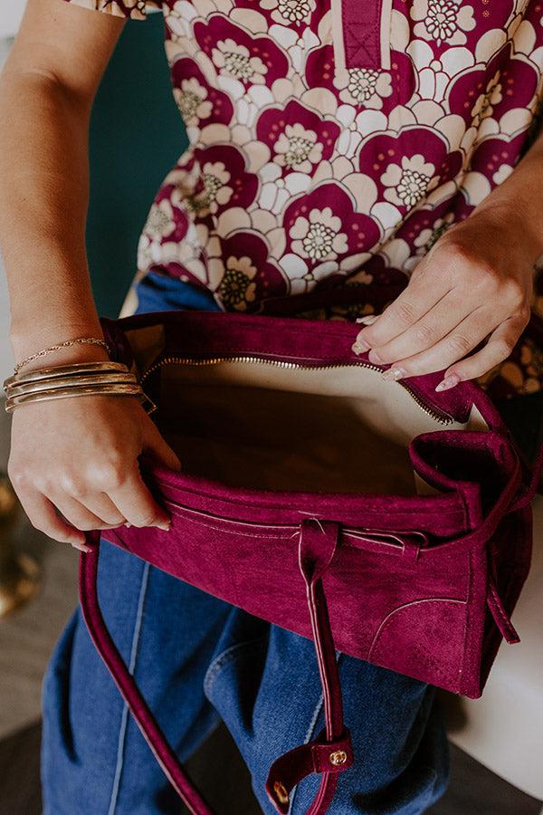 Impressions Uptown Charm Faux Suede Purse In Wine