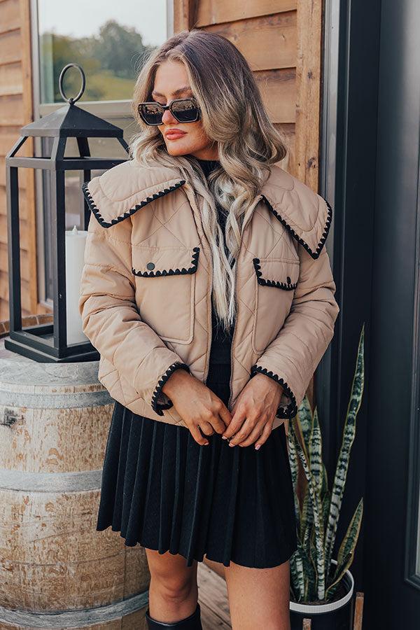 Impressions Uptown Girl Quilted Jacket In Khaki