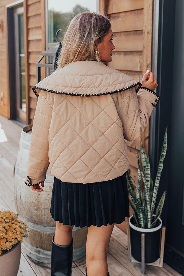 Impressions Uptown Girl Quilted Jacket In Khaki