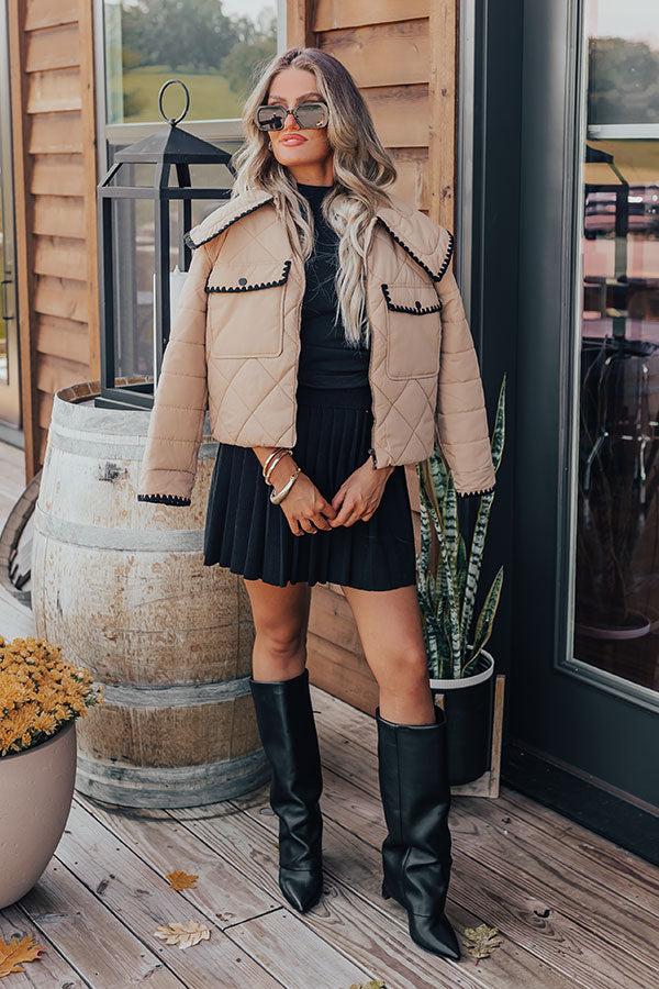 Impressions Uptown Girl Quilted Jacket in Khaki