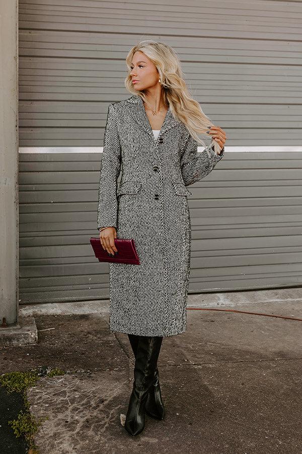 Impressions Uptown Manhattan Stripe Coat In Black