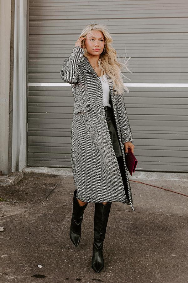 Impressions Uptown Manhattan Stripe Coat In Black