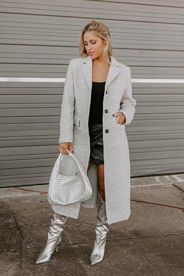 Impressions Uptown Manhattan Stripe Coat In Grey