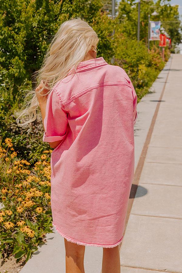 Impressions Urban Edge Denim Mini Dress In Pink