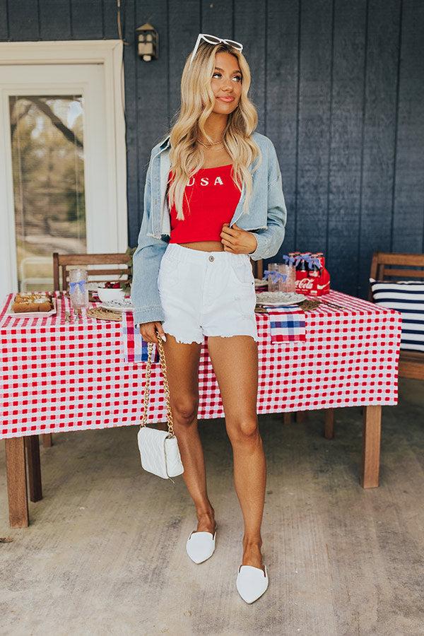 Impressions USA Knit Crop Tank In Red