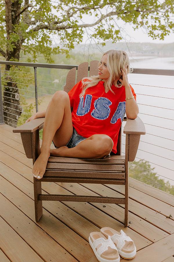 Impressions USA Patch Vintage Wash Top in Red