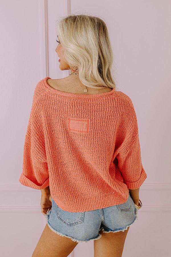 Impressions Vacation Vibes Knit Top In Coral