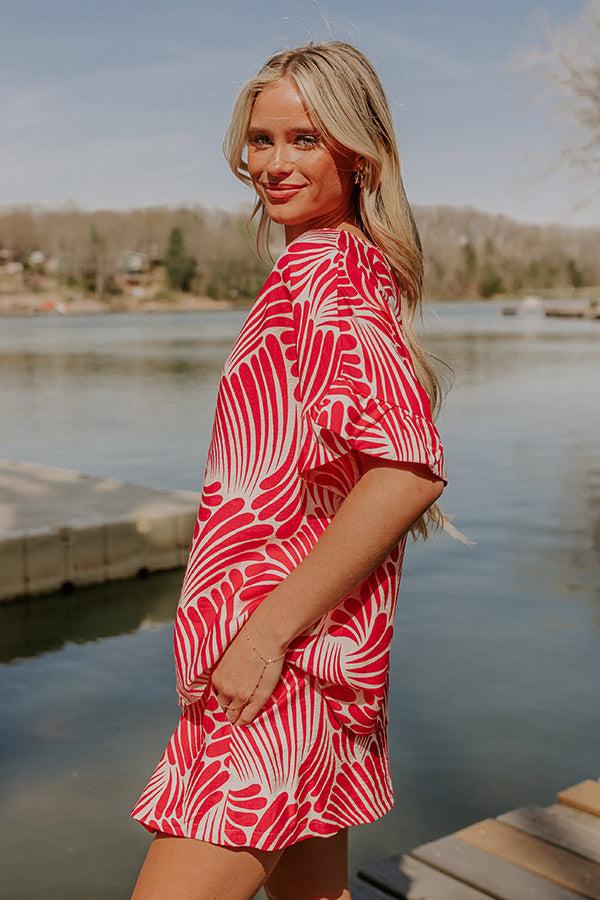 Impressions Vacay Bliss Shift Top In Hot Pink