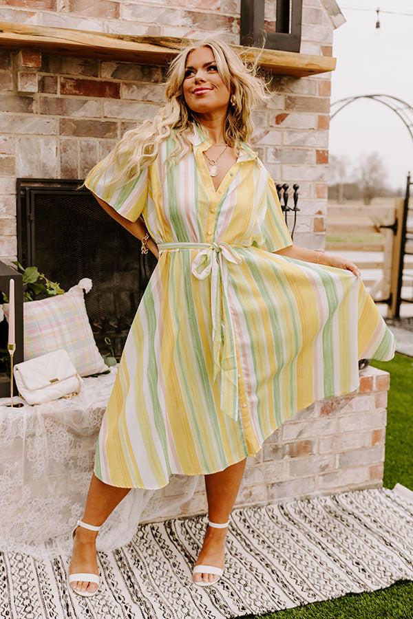 Impressions Vacay Honey Stripe Dress Curves