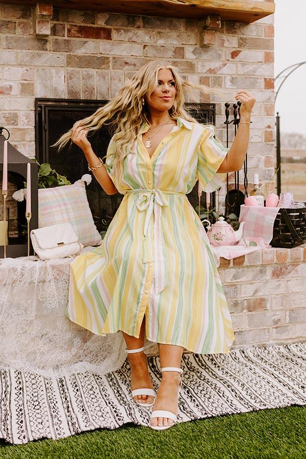 Impressions Vacay Honey Stripe Dress Curves