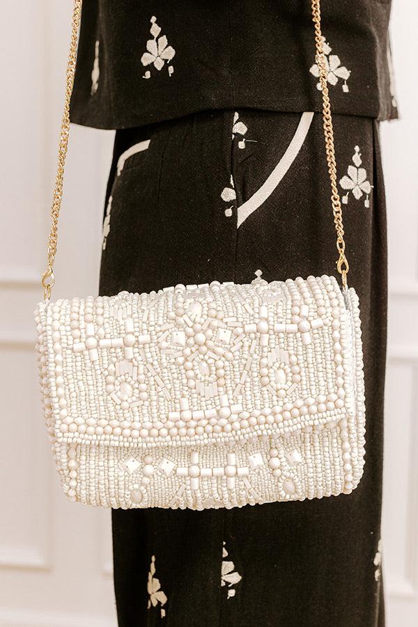 Impressions Vacay Mode Embellished Purse In White