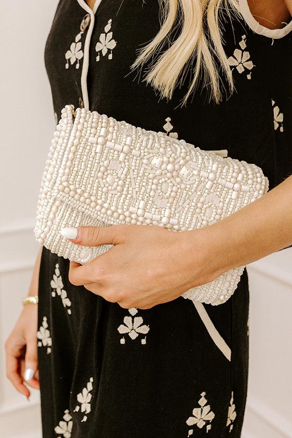 Impressions Vacay Mode Embellished Purse In White
