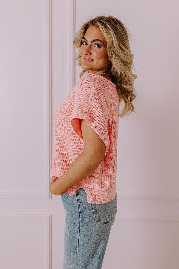Impressions Vacay Ready Knit Top In Pink