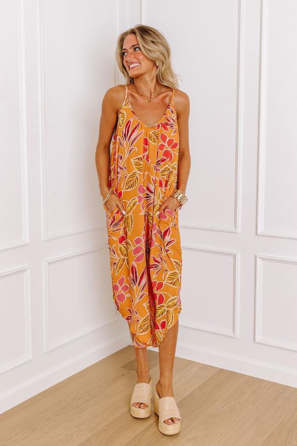 Impressions Vacay State Of Mind Jumpsuit In Orange