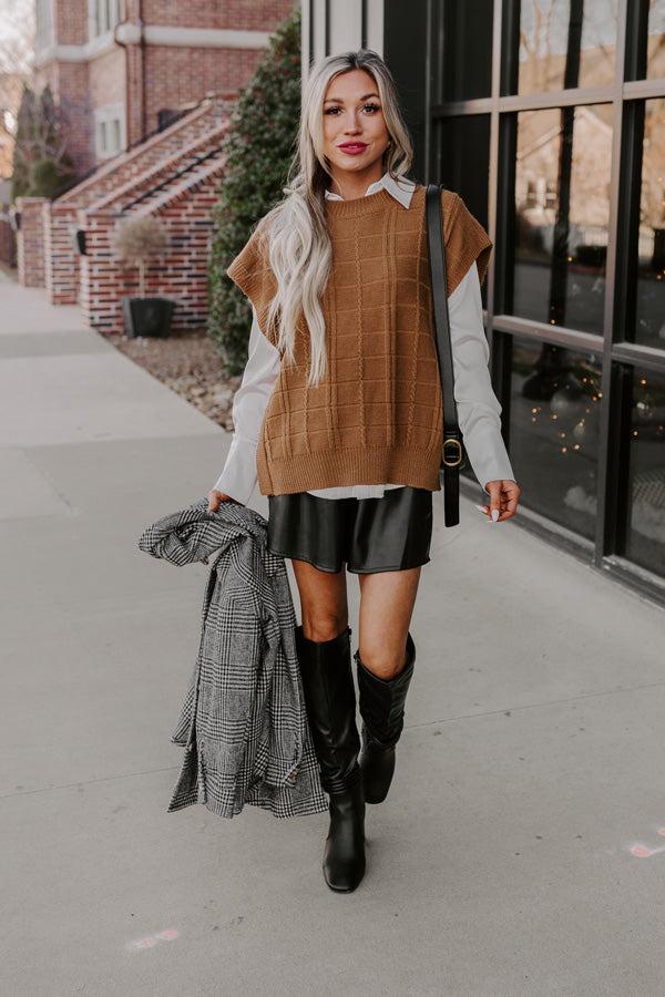 Impressions Venice Vision Sweater Top In Camel