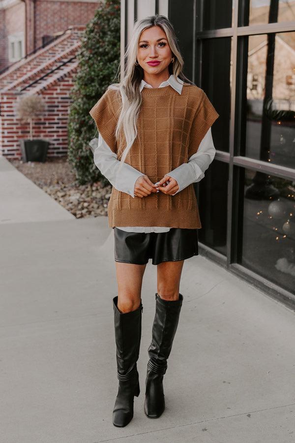 Impressions Venice Vision Sweater Top In Camel