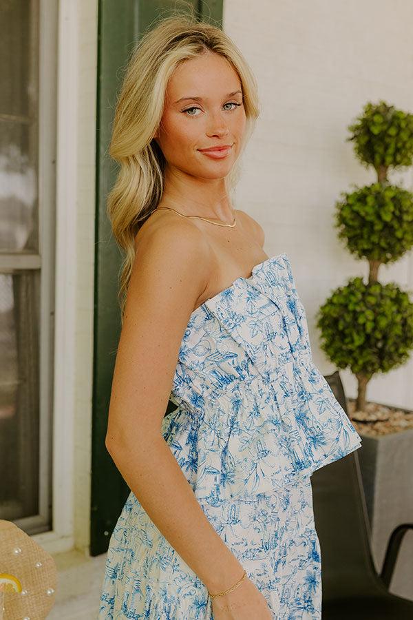 Impressions Villa Charm Pleated Top In Blue