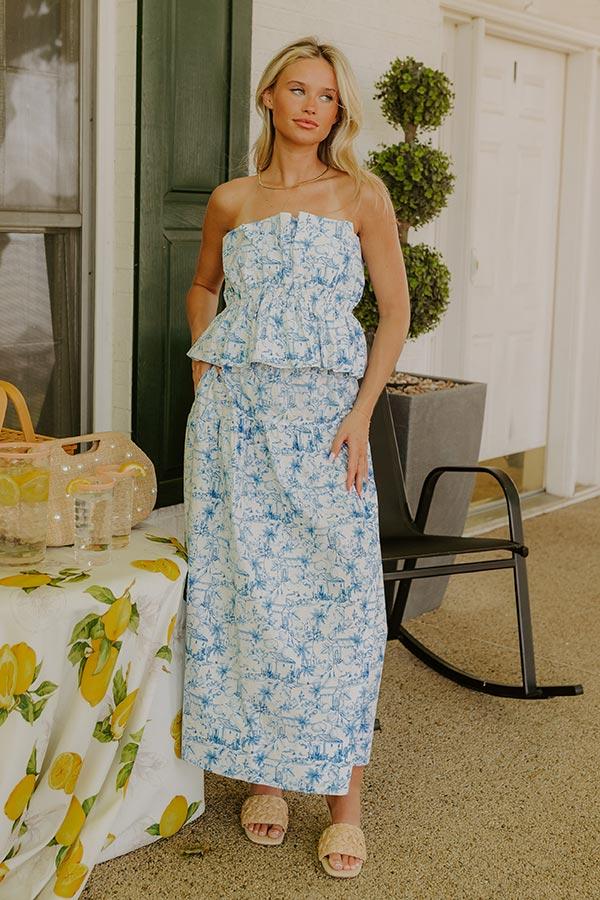 Impressions Villa Charm Pleated Top In Blue