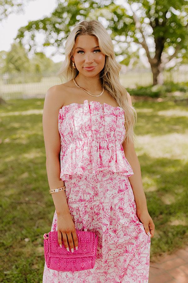 Impressions Villa Charm Pleated Top In Pink