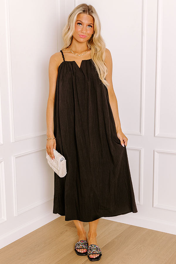 Impressions Villa Views Midi Dress in Black