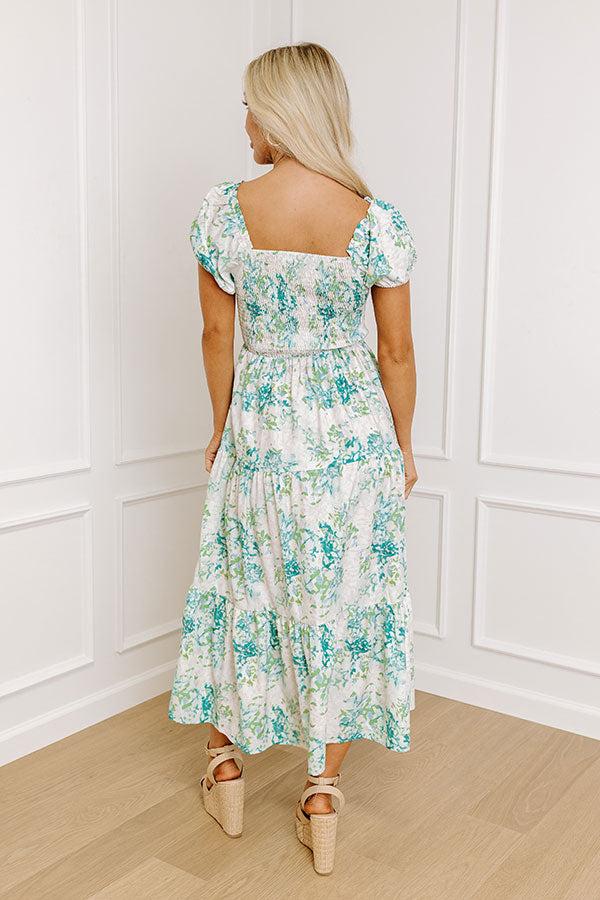 Impressions Vineyard Bound Smocked Midi In Green