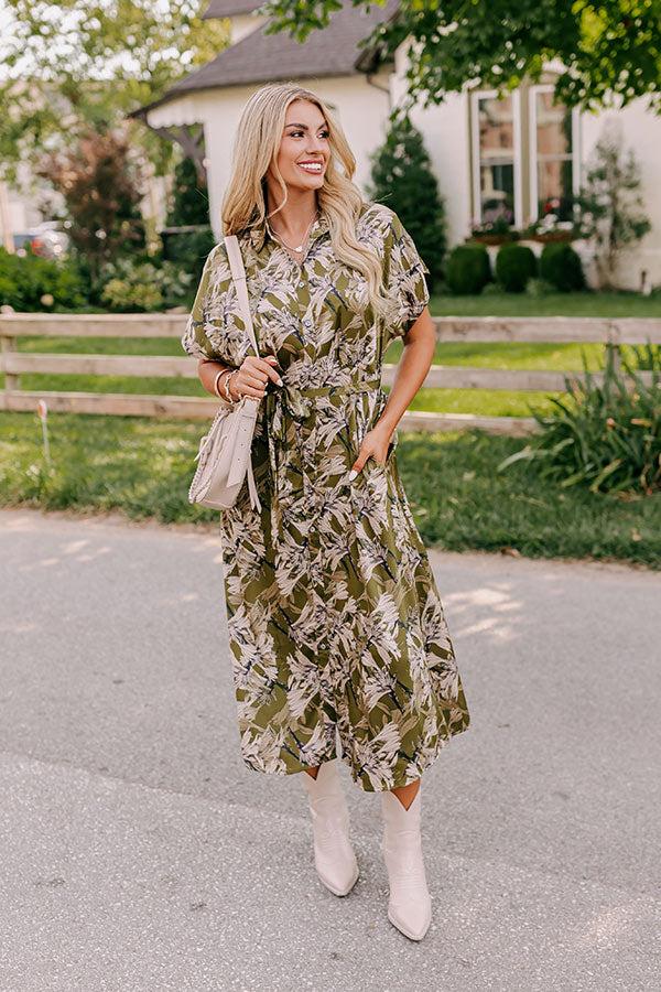 Impressions Vineyard Charm Satin Midi in Olive