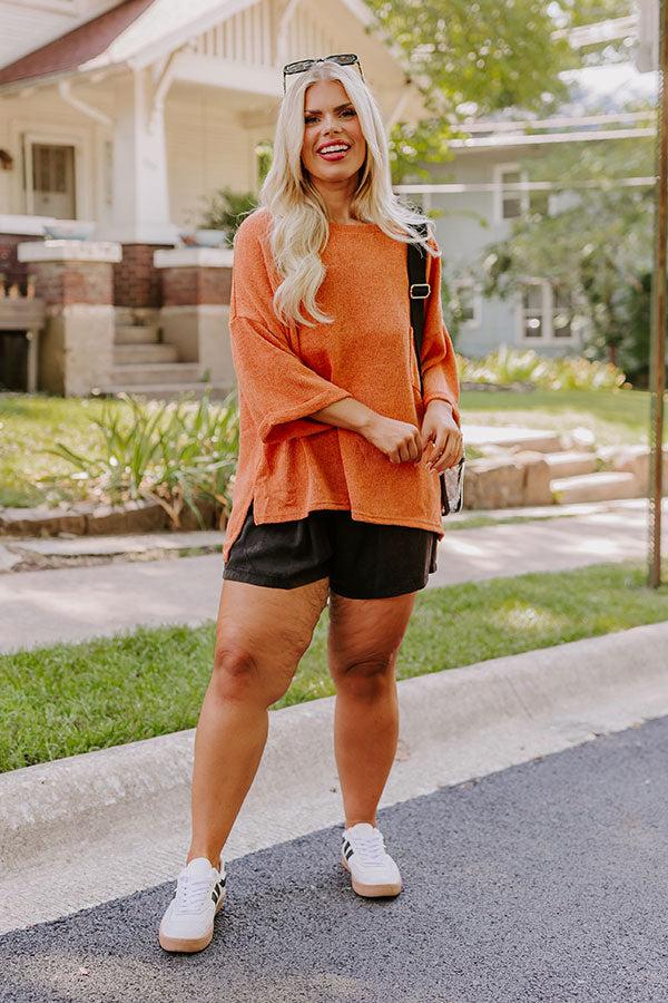 Impressions Vineyard Vibes Knit Top In Rust Curves