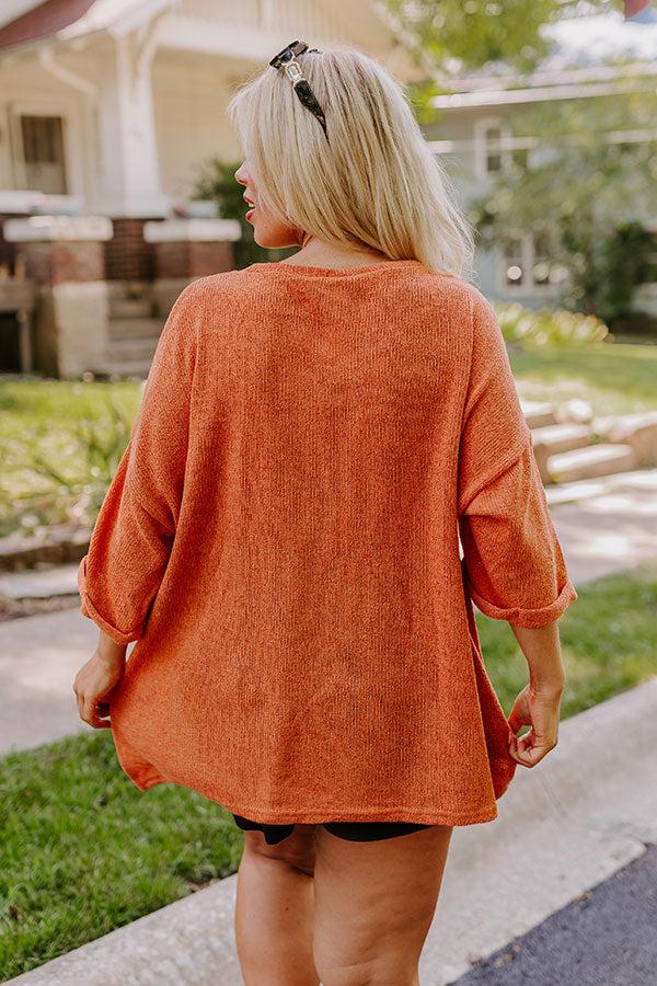 Impressions Vineyard Vibes Knit Top In Rust Curves