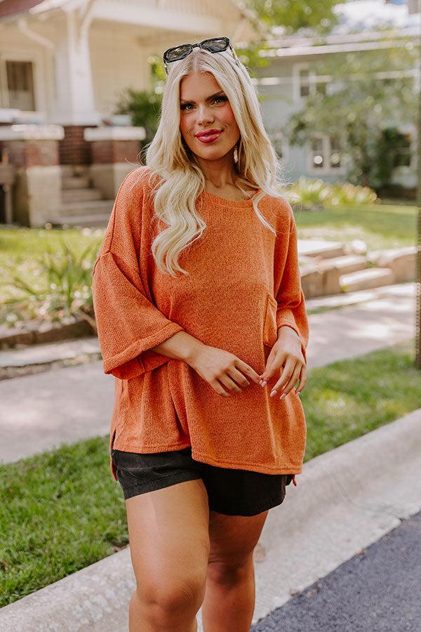 Impressions Vineyard Vibes Knit Top in Rust Curves