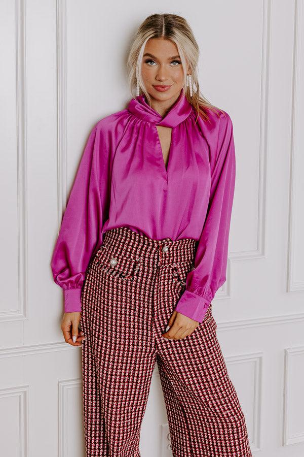Impressions VIP Flight Plans Satin Top In Fuchsia