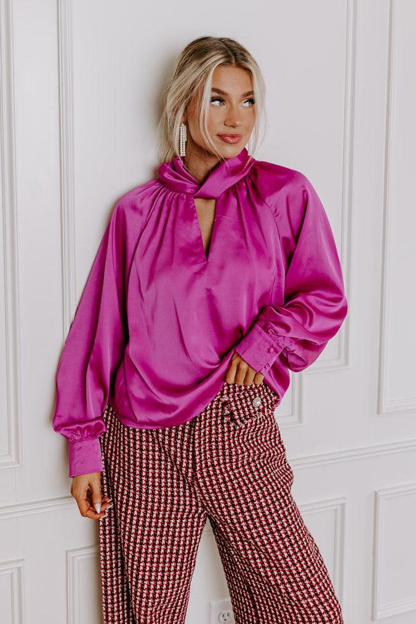Impressions VIP Flight Plans Satin Top In Fuchsia